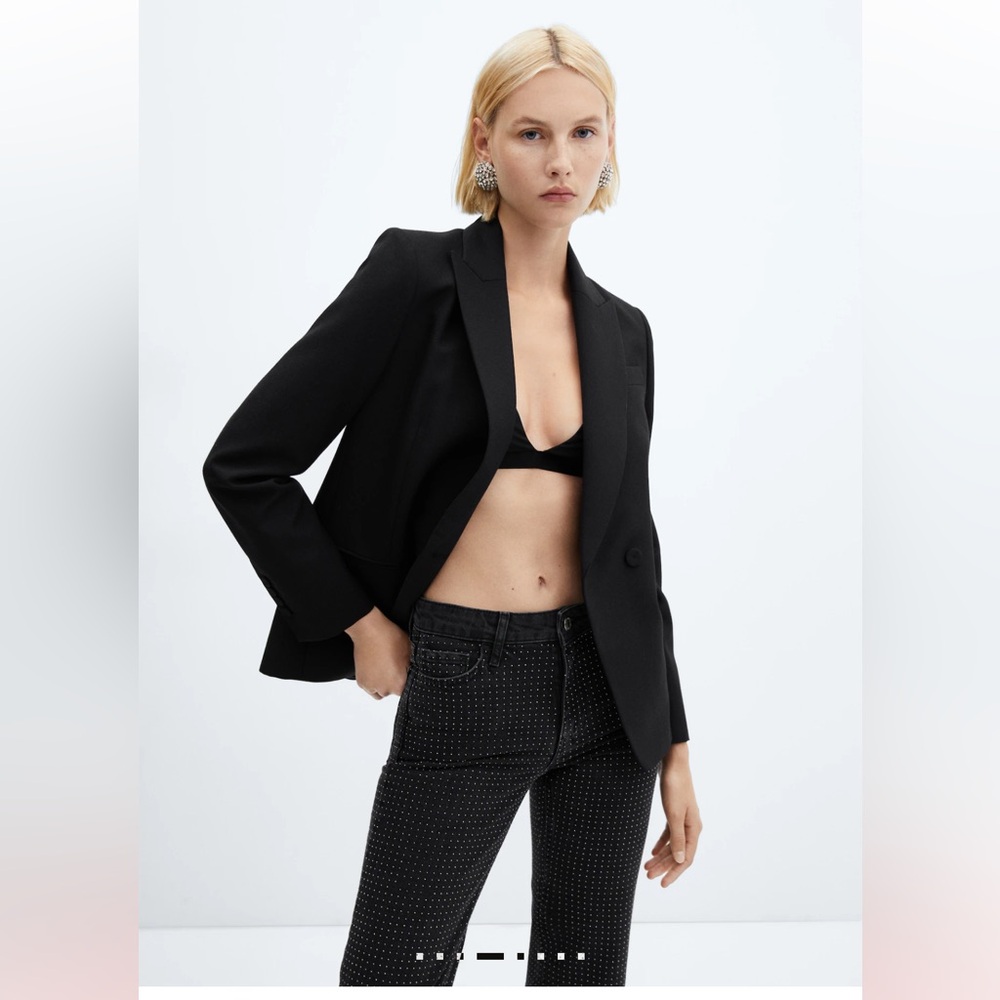 Mango Rhinestone Cropped Jeans - Picture 4 of 10